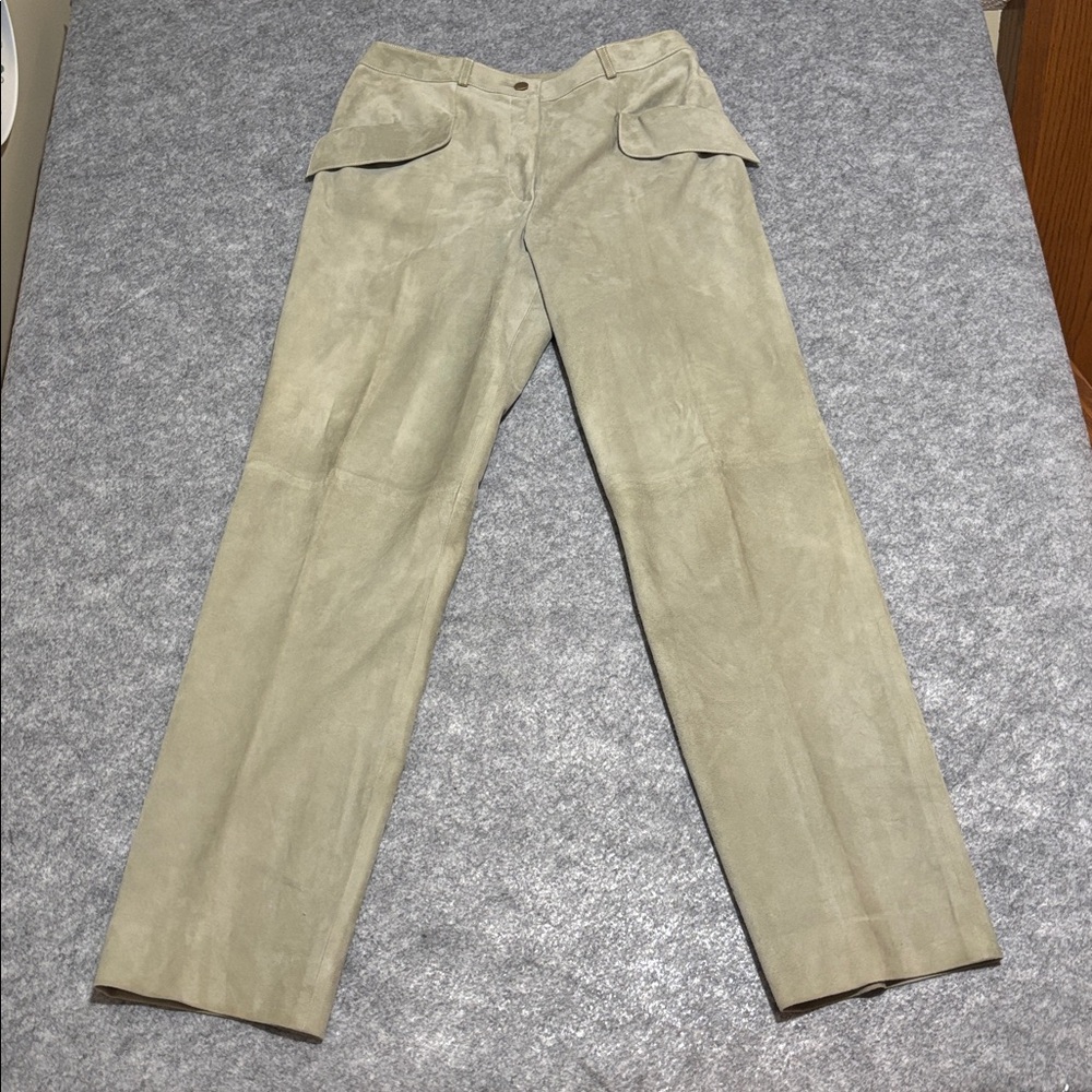 Chanel Goat Leather Silk Sage Green Women's Pantsuit Vest Set - Picture 13 of 16